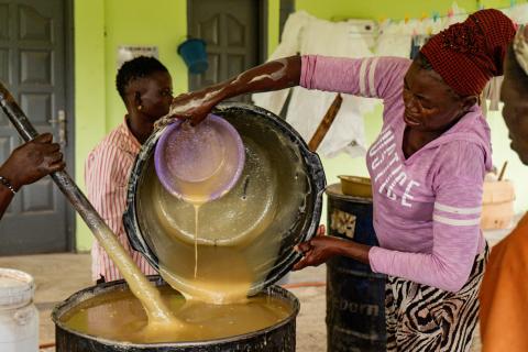 Improved hygiene: soap being made by the women's empowerment group