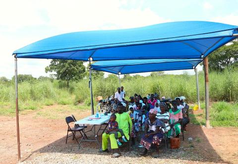 Ad-hoc outdoors waiting area for outpatients