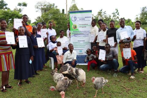 Completing permaculture training, Tororo, Uganda