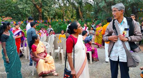 Sister Jayshree mingles with clients and guests